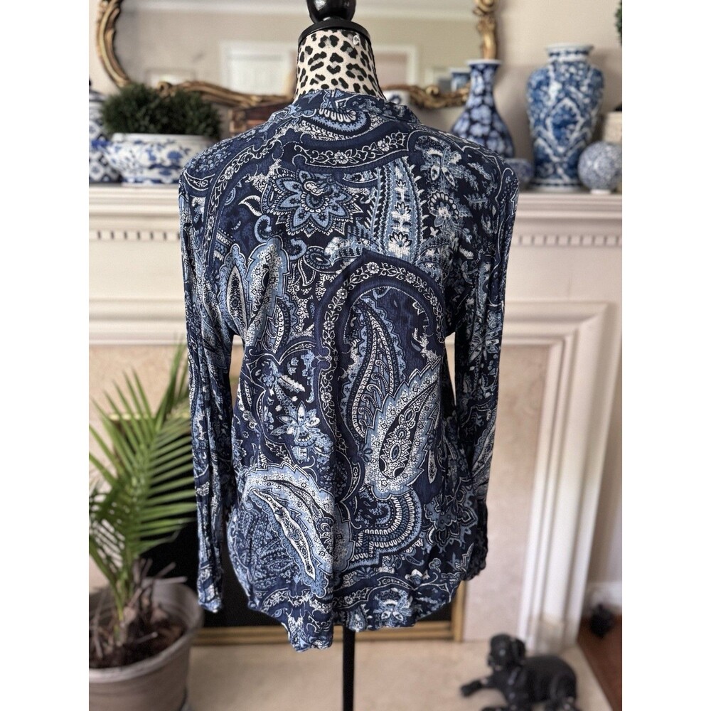 LRL Ralph Lauren Jeans Co Womens Shirt Size Large Paisley Career Classic Modern - Picture 2 of 9